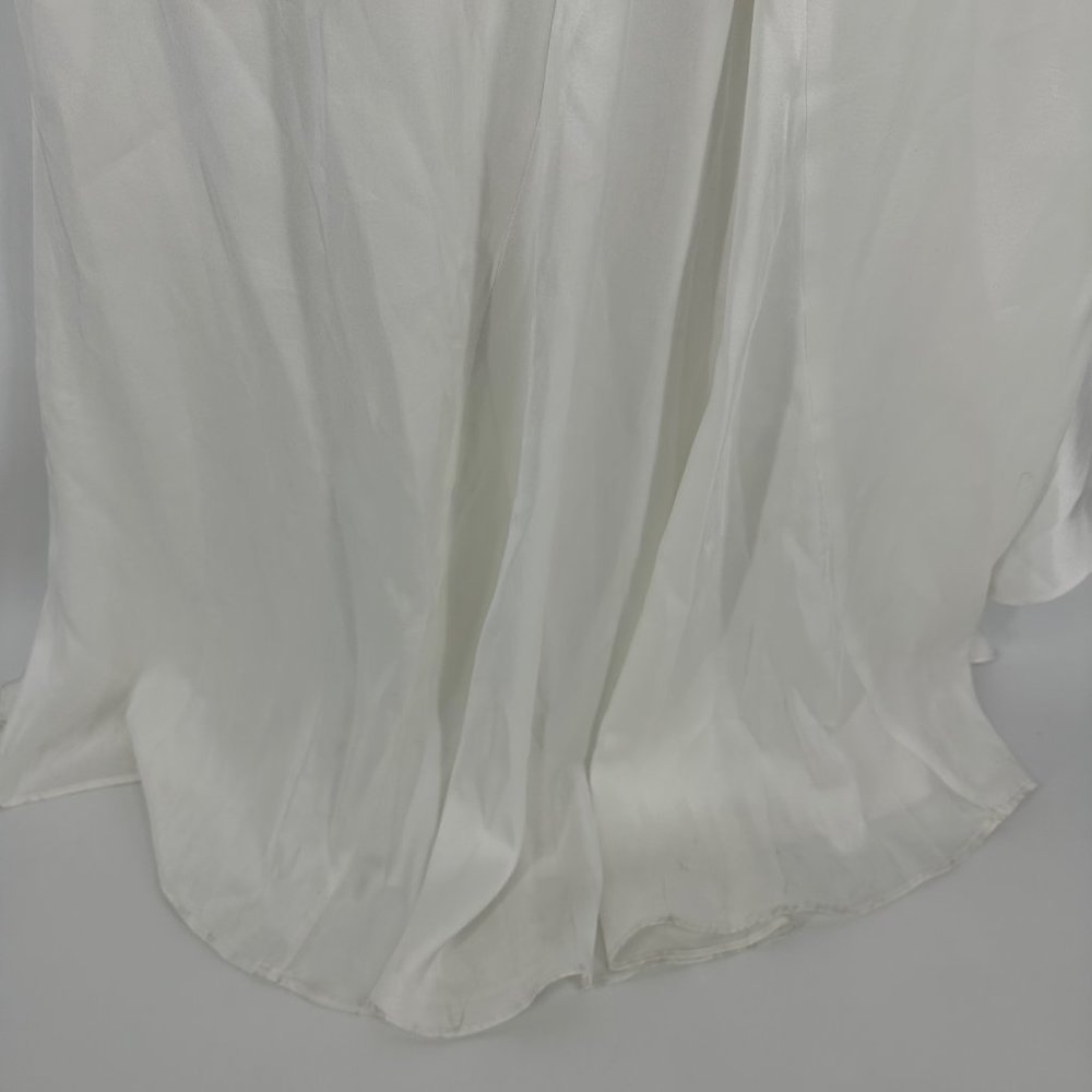 Lulu's Eternal Bond White Satin Ruffled Flutter Sleeve Maxi Dress Flawed NWT XL - Picture 5 of 12